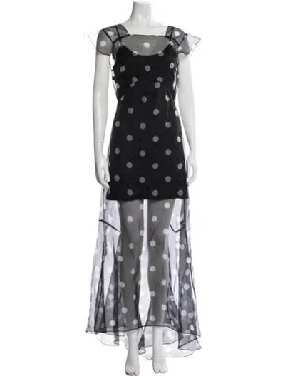 Pre-owned Sir Polka Dot Print Long Dress In Black