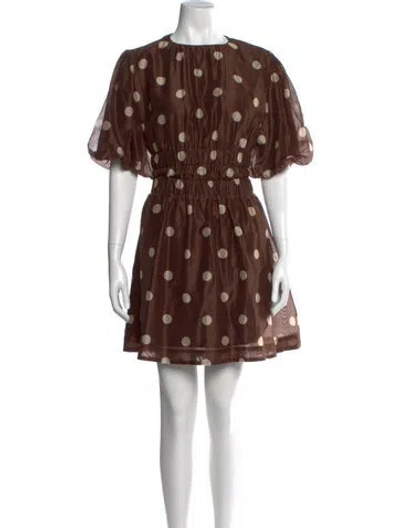 Pre-owned Sir Polka Dot Print Mini Dress In Brown