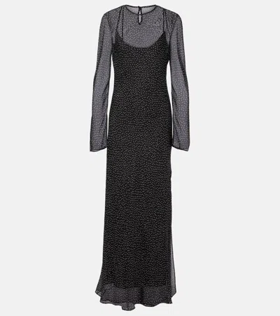 Sir Polka-dot Silk Maxi Dress In Black