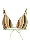 Sir Poolside Beaded Striped Bikinitop In Green