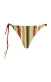 Sir Poolside Striped Bikini Bottoms In Green