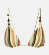 Sir Poolside Beaded Striped Bikinitop In Grün