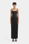Sir Poppy Column Lace-trimmed Satin Gown In Black