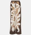 Sir Portia Printed Silk Satin Wide-leg Pants In Braun