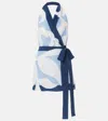 Sir Portia Printed Silk Satin Wrap Dress In Blue