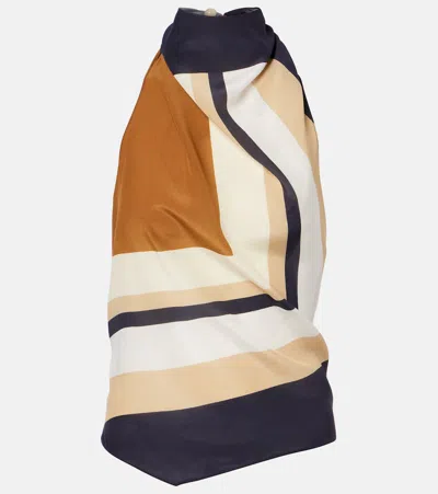 Sir Printed Halterneck Silk Top In Multi