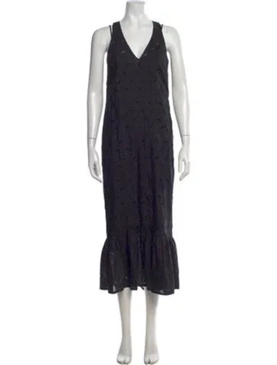 Pre-owned Sir Printed Long Dress In Black