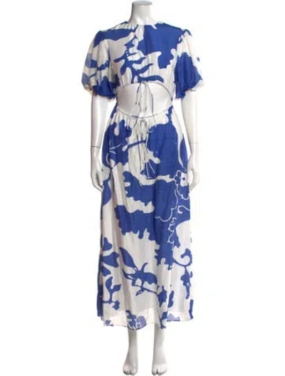 Pre-owned Sir Printed Long Dress In Blue