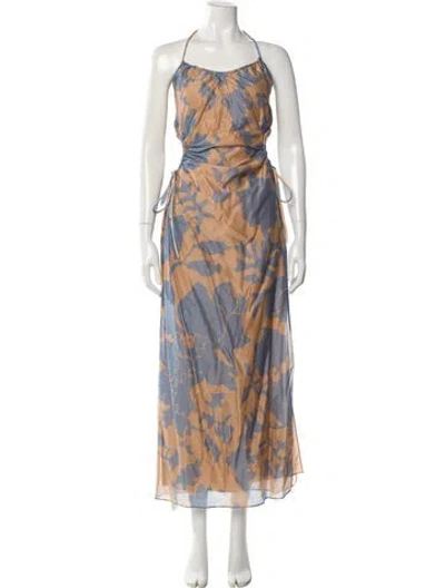 Pre-owned Sir Printed Long Dress In Neutral