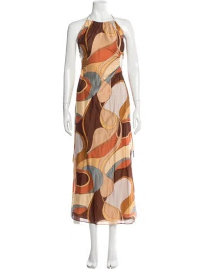 Pre-owned Sir Printed Long Dress In Neutral