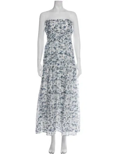 Pre-owned Sir Printed Long Dress In White