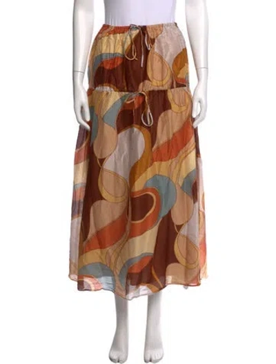 Pre-owned Sir Printed Long Skirt In Brown