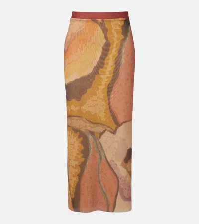 Sir Printed Mesh Maxi Skirt In Multi