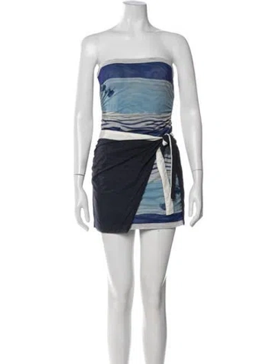 Pre-owned Sir Printed Mini Dress In Blue