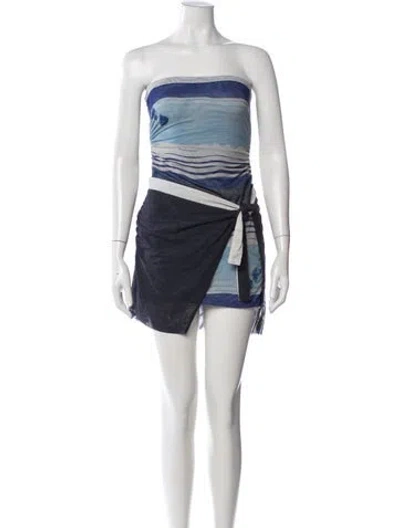 Pre-owned Sir Printed Mini Dress In Blue