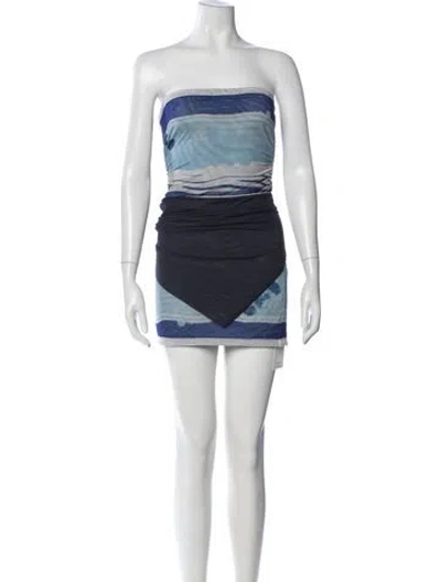Pre-owned Sir Printed Mini Dress In Blue