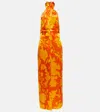 Sir Printed Silk Maxi Dress In Armel