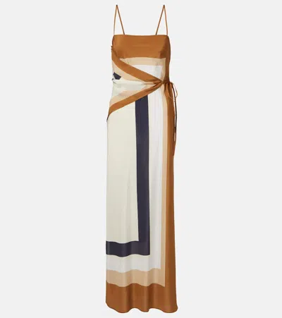 Sir Printed Silk Maxi Dress In Brown