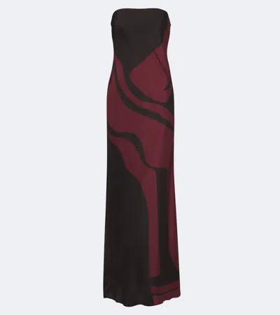 Sir Printed Silk Satin Maxi Dress In Multi