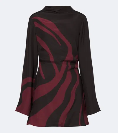 Sir Printed Silk Satin Minidress In Black