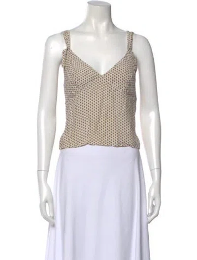 Pre-owned Sir Printed V-neck Top In Neutral