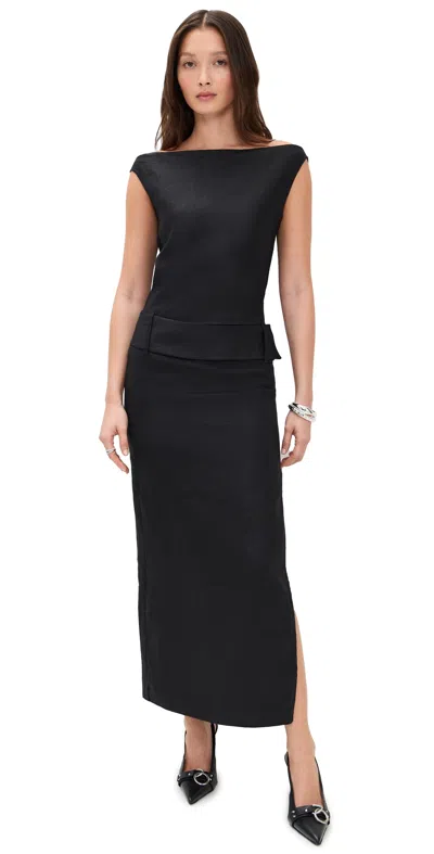 Sir Raquel Off Shoulder Midi Dress Black