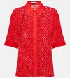 Sir Rayure Cotton-blend Crochet Shirt In Red