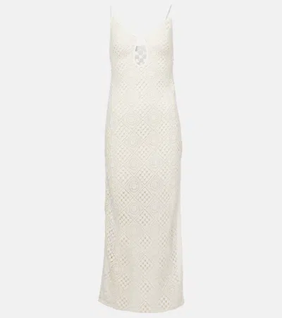 Sir Rayure Crochet Cotton Maxi Dress In White