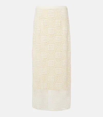 Sir Rayure Crochet Cotton Maxi Skirt In White