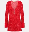 Sir Rayure Crochet Cotton Minidress In Red