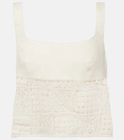 Sir Rayure Linen Crop Top In Ivory