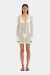 Sir Rayure Crochet Cotton Minidress In Ivory