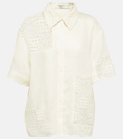Sir Rayure Patchwork Cotton Shirt In Ivory