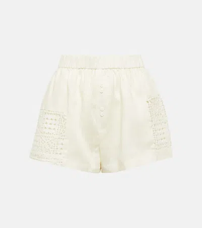 Sir Rayure Patchwork Cotton Shorts In Weiss