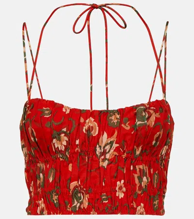 Sir Reyes Printed Cotton And Silk Crop Top In Multicoloured