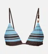 Sir Rioja Beaded Striped Bikini Top In Blue
