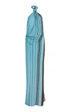 Sir Rioja Halter Scarf Maxi Dress In Blue
