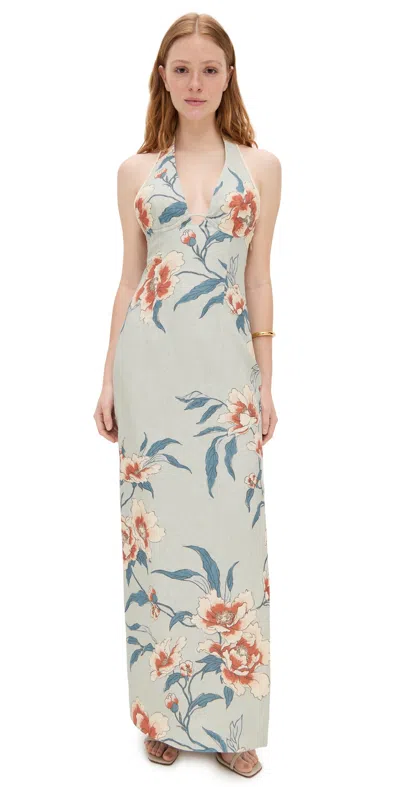 SIR ROISIN HALTER MIDI DRESS BLOOM FLORAL