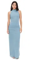 Sir Ruby Open-back Semi-sheer Cocktail Dress In Blue