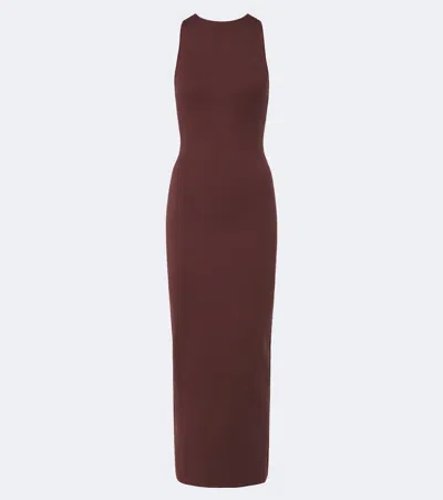 Sir Saba Embellished Knitted Maxi Dress In Brown