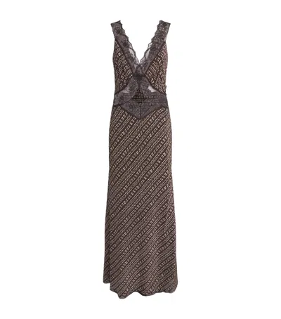 Sir . Satin-lace Astrid Cut-out Maxi Dress In Brown