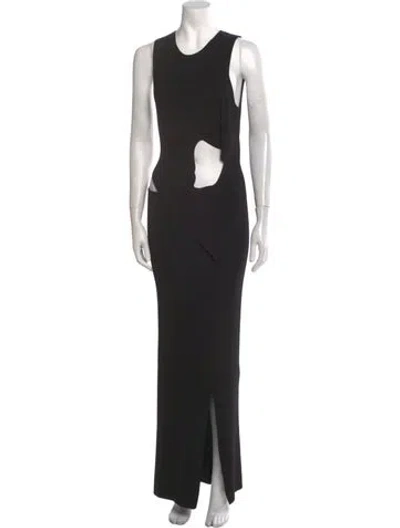 Pre-owned Sir Scoop Neck Long Dress In Black