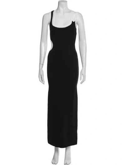 Pre-owned Sir Scoop Neck Long Dress In Black
