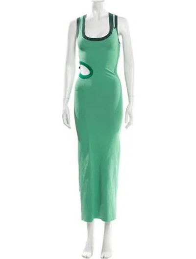 Pre-owned Sir Scoop Neck Long Dress In Green
