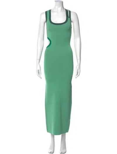 Pre-owned Sir Scoop Neck Long Dress In Green