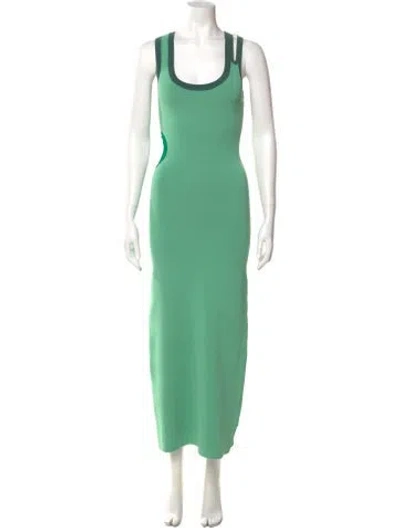 Pre-owned Sir Scoop Neck Long Dress In Green