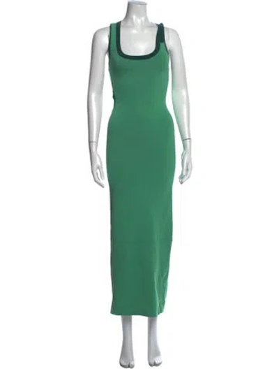 Pre-owned Sir Scoop Neck Long Dress In Green