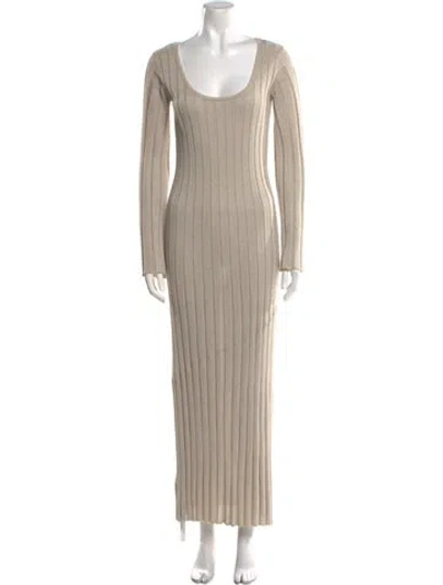 Pre-owned Sir Scoop Neck Long Dress In Neutral
