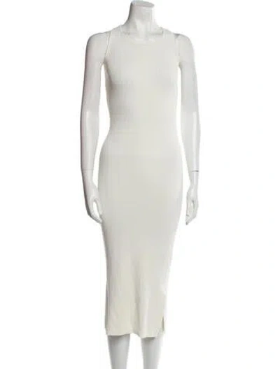 Pre-owned Sir Scoop Neck Midi Length Dress In White