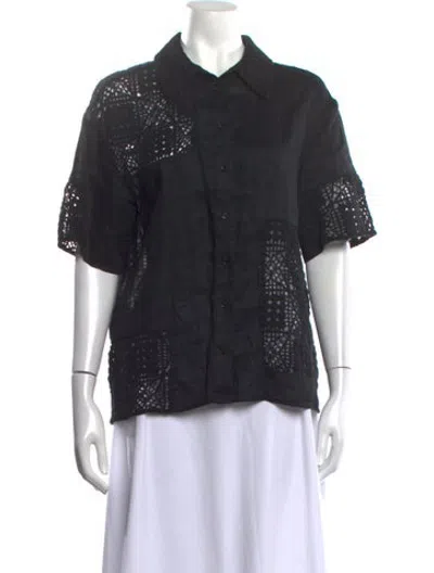 Pre-owned Sir Short Sleeve Button-up Top In Black